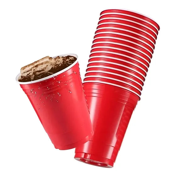 Vaso Americano Plastico Descartable Rojo 500cc X 20
