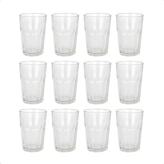 Vaso Durax Bristol Facetado 400 Ml Vidrio Set Durax X24 Color Transparente